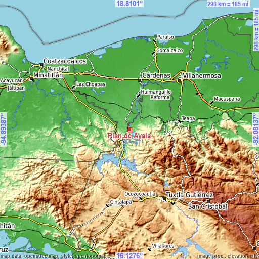 Topographic map of Plan de Ayala