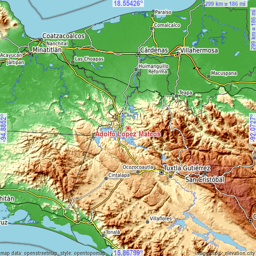 Topographic map of Adolfo López Mateos