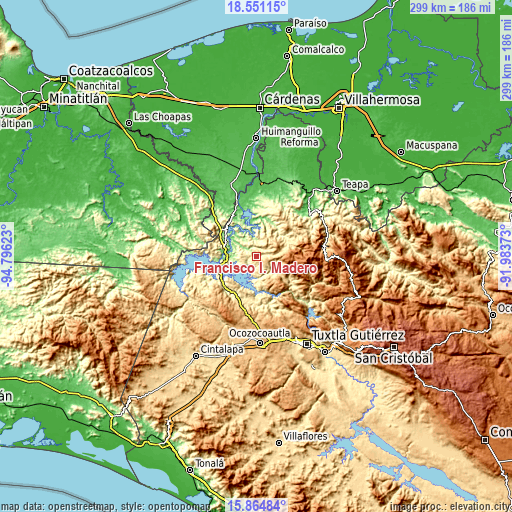 Topographic map of Francisco I. Madero