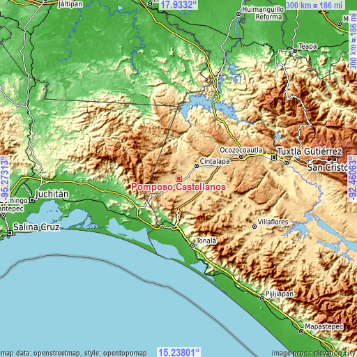 Topographic map of Pomposo Castellanos