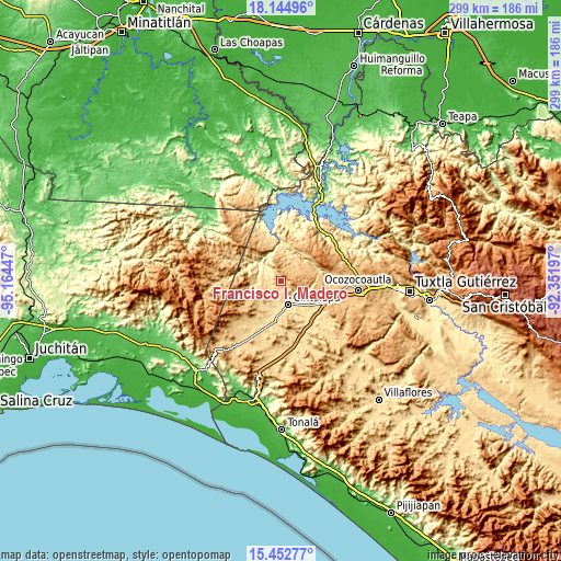 Topographic map of Francisco I. Madero