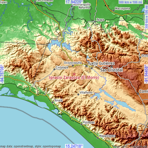 Topographic map of Ignacio Zaragoza (El Morro)