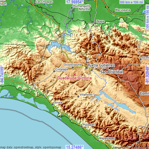 Topographic map of Guadalupe Victoria