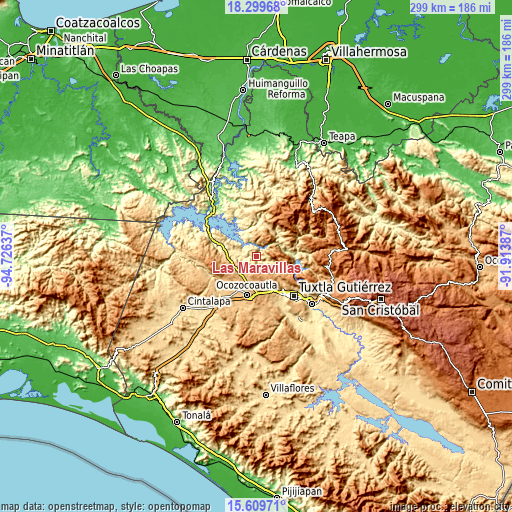 Topographic map of Las Maravillas