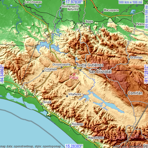 Topographic map of Pacú
