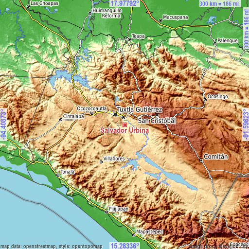 Topographic map of Salvador Urbina