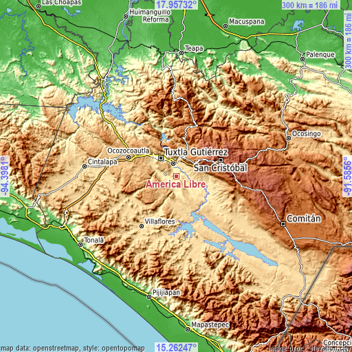 Topographic map of América Libre