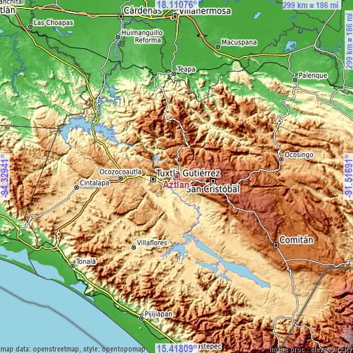 Topographic map of Aztlán