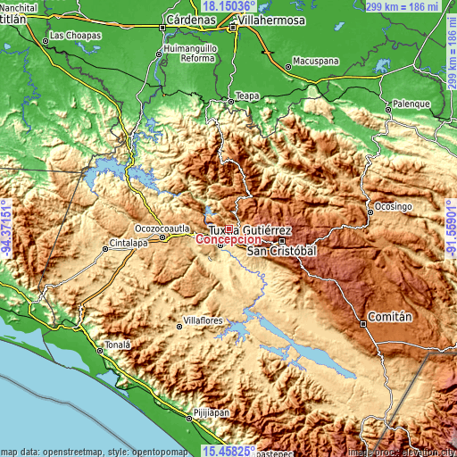 Topographic map of Concepción