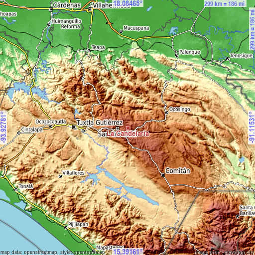 Topographic map of La Candelaria