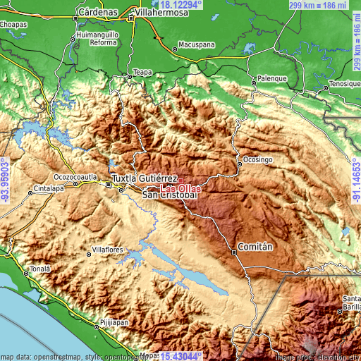 Topographic map of Las Ollas