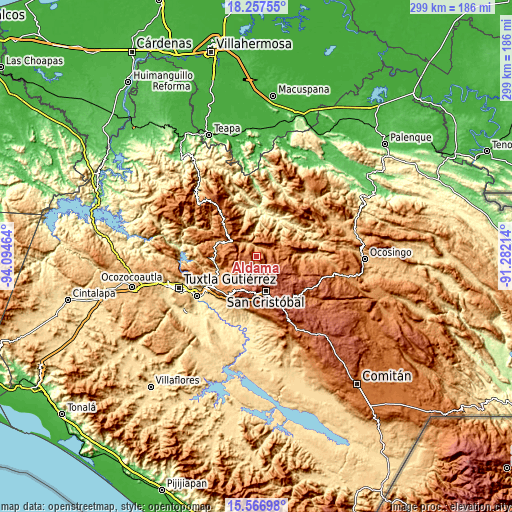 Topographic map of Aldama