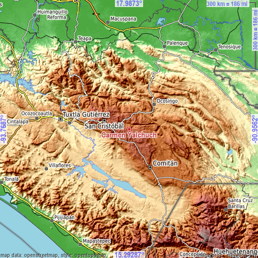 Topographic map of Carmen Yalchuch