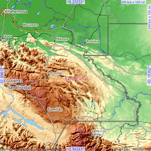 Topographic map of Santa Elena