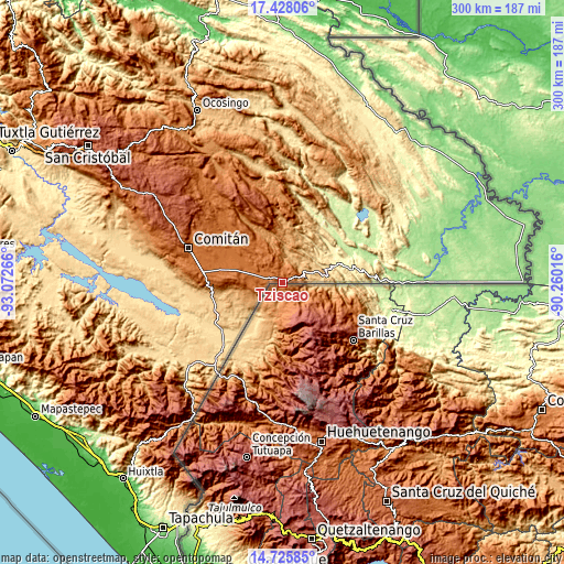 Topographic map of Tziscao