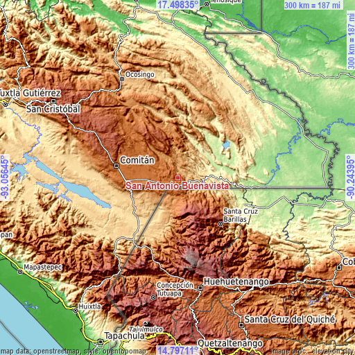 Topographic map of San Antonio Buenavista