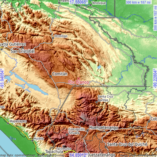 Topographic map of Río Blanco