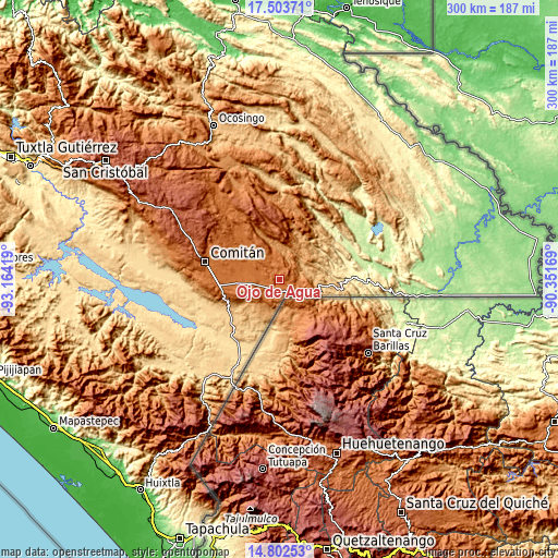 Topographic map of Ojo de Agua