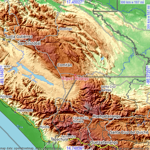 Topographic map of Miguel Hidalgo