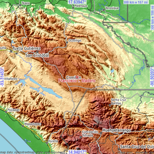 Topographic map of Francisco I. Madero