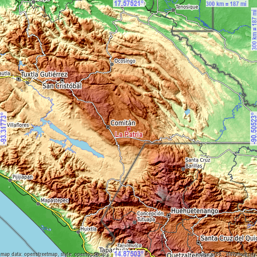 Topographic map of La Patria