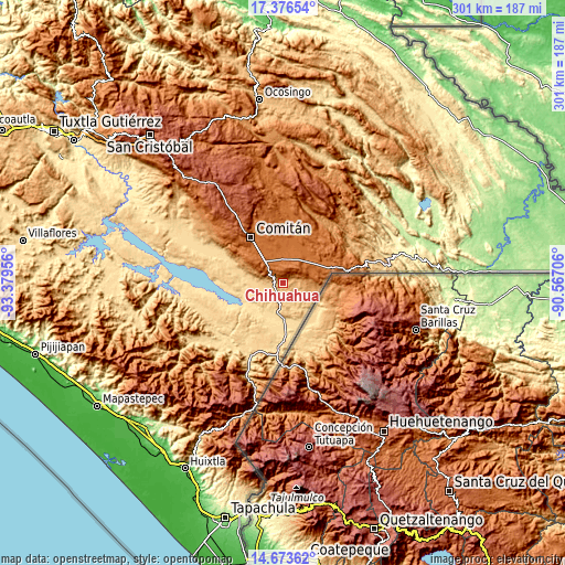 Topographic map of Chihuahua