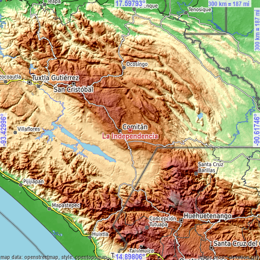 Topographic map of La Independencia