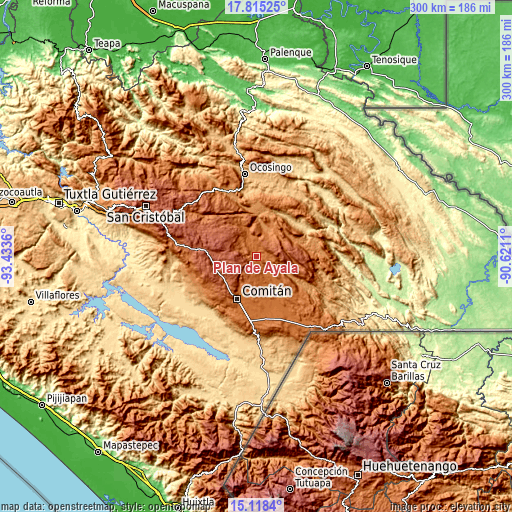 Topographic map of Plan de Ayala