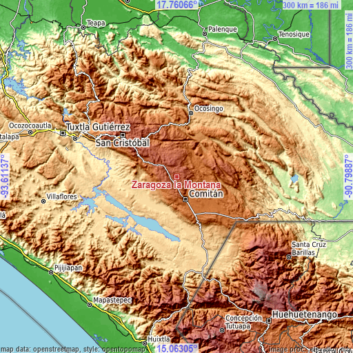 Topographic map of Zaragoza la Montaña