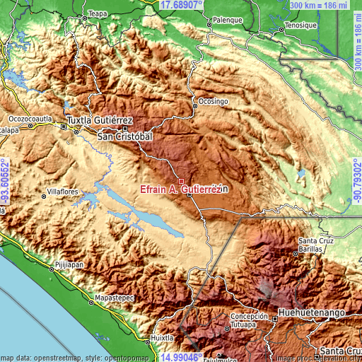 Topographic map of Efraín A. Gutiérrez