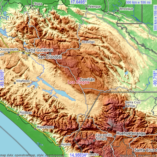 Topographic map of Los Riegos