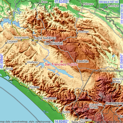 Topographic map of San Francisco Pujiltic