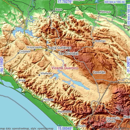 Topographic map of Vicente Guerrero