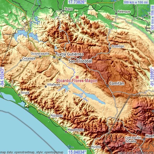 Topographic map of Ricardo Flores Magón