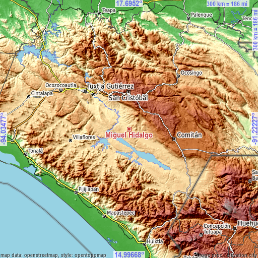 Topographic map of Miguel Hidalgo