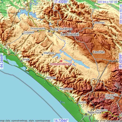 Topographic map of Independencia