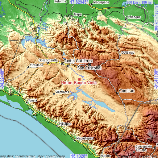 Topographic map of Unión Buena Vista