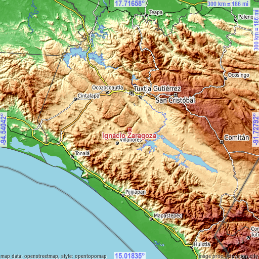 Topographic map of Ignacio Zaragoza