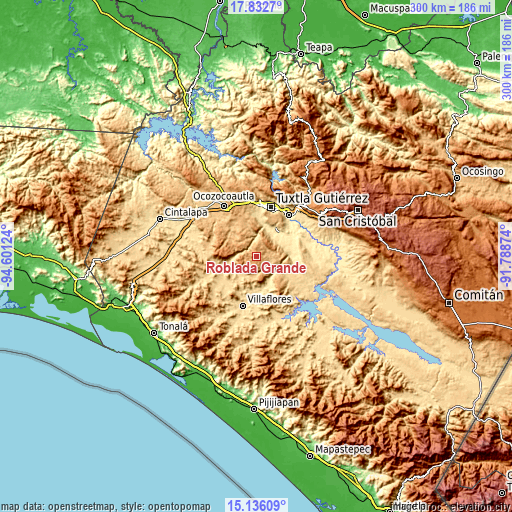 Topographic map of Roblada Grande