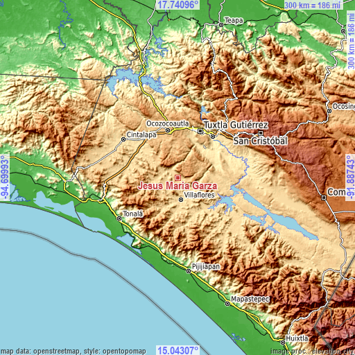 Topographic map of Jesús María Garza