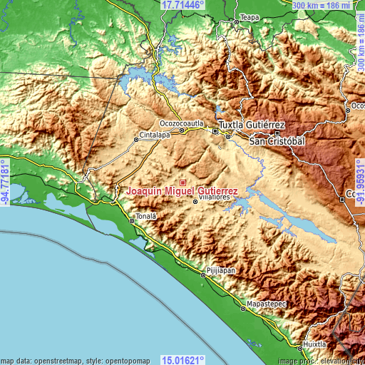 Topographic map of Joaquín Miguel Gutiérrez