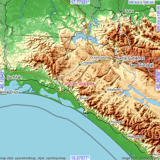 Topographic map of Julián Grajales