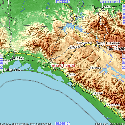 Topographic map of Tierra y Libertad