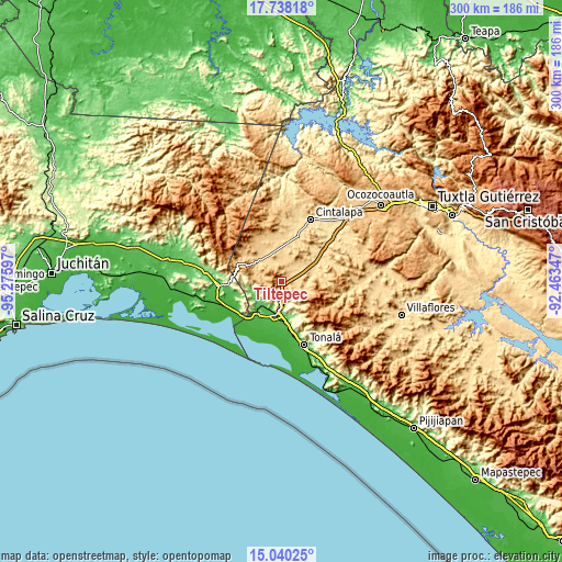 Topographic map of Tiltepec