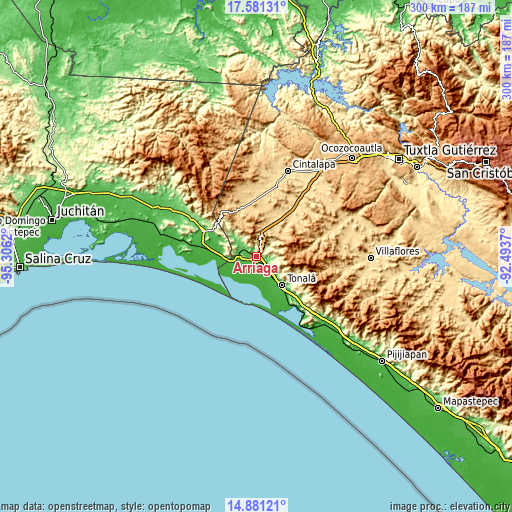 Topographic map of Arriaga