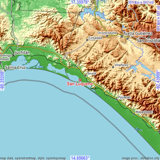 Topographic map of San Luqueño