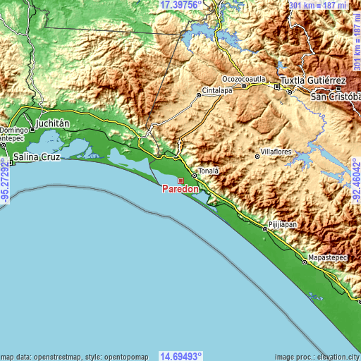 Topographic map of Paredón