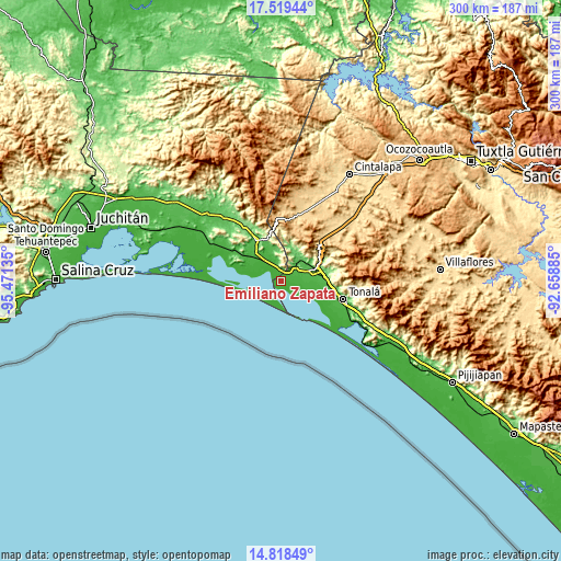 Topographic map of Emiliano Zapata