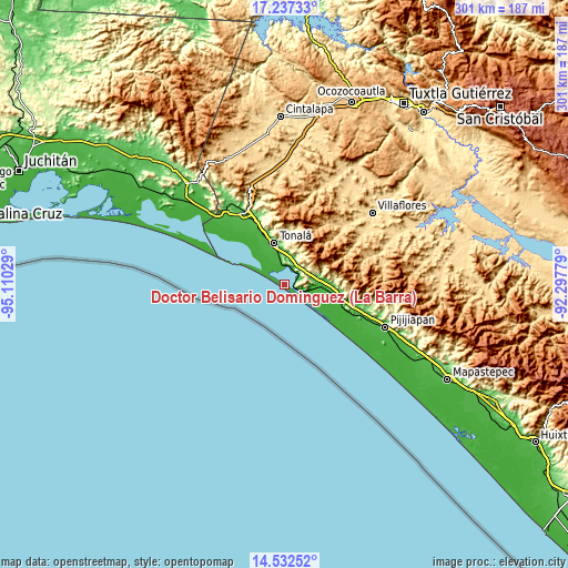 Topographic map of Doctor Belisario Domínguez (La Barra)