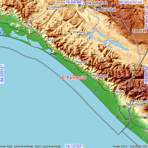 Topographic map of El Palmarcito